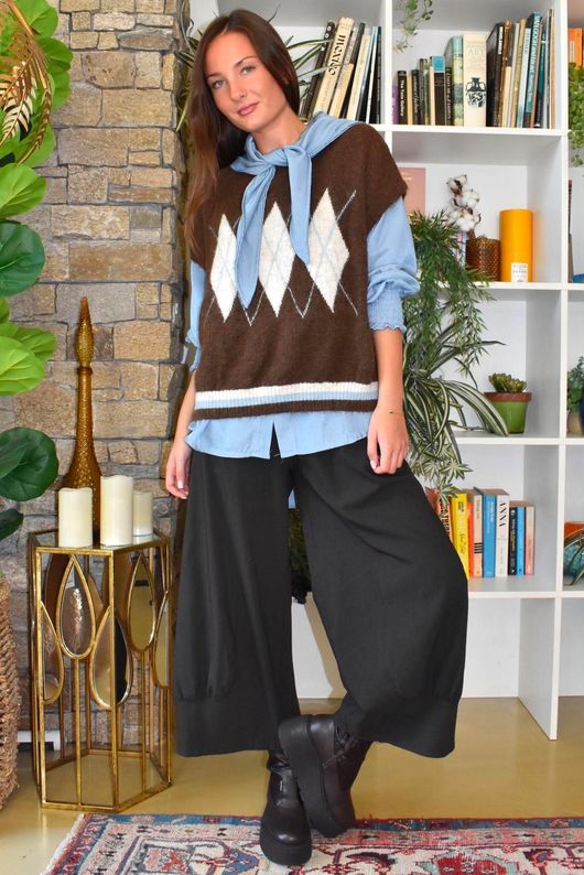 Zeta Otto Argyle Tank Chocolate